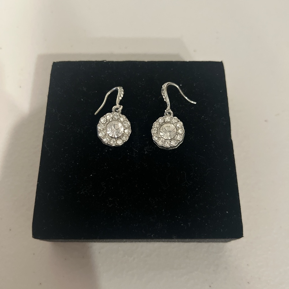 Silver Crystal Round Earrings